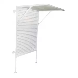 Bastidor de poleoterapia de pared fabricado en acero esmaltado con malla electrosoldada para clínicas de fisioterapia.