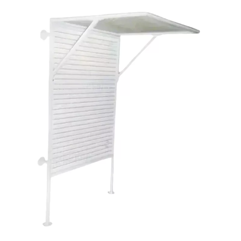 Bastidor de poleoterapia de pared fabricado en acero esmaltado con malla electrosoldada para clínicas de fisioterapia.
