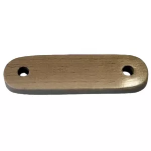 Tablilla de madera de haya con dos orificios para ajustar cuerdas de poleoterapia en clínicas de fisioterapia.